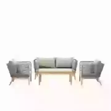 Cataldo Acacia Wood Conversation Outdoor Sofa & 2 Chair Set with Coffee Table 